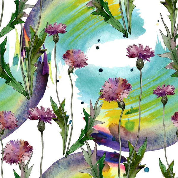 Wildflowers floral botanical flowers. Wild spring leaf wildflower. Watercolor illustration set. Watercolour drawing fashion aquarelle. Seamless background pattern. Fabric wallpaper print texture.