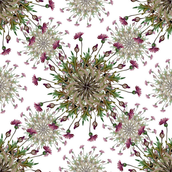 Wildflowers floral botanical flowers. Watercolor background illustration set. Seamless background pattern. Royalty Free Stock Images
