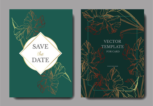 Vector Iris floral botanical flowers. Black and white engraved ink art. Wedding background card decorative border.