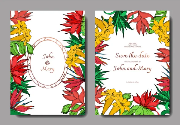 Vector Palm praia flores botânicas. Tinta gravada a preto e branco. Casamento cartão de fundo floral borda decorativa . — Vetor de Stock