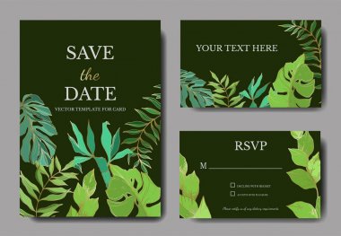 Vector Palm beach tree leaves jungle botanical. Black and white engraved ink art. Wedding background card border. clipart