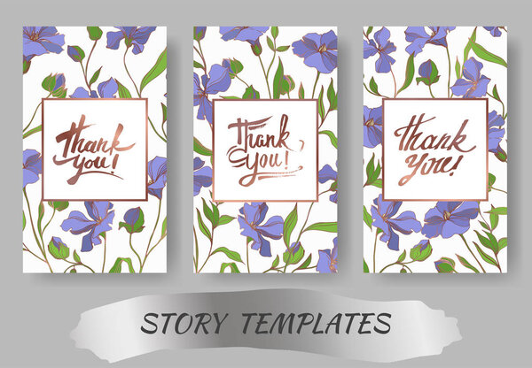 Vector Flax floral botanical flowers. Black and white engraved ink art. Wedding background card decorative border.