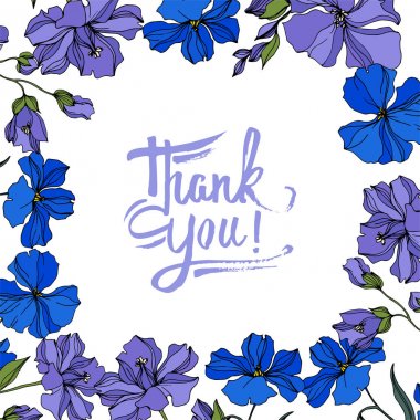 Vektör Keten çiçek botanik çiçekler. Siyah ve beyaz oyulmuş mürekkep sanatı. Çerçeve kenarlık süs karesi.