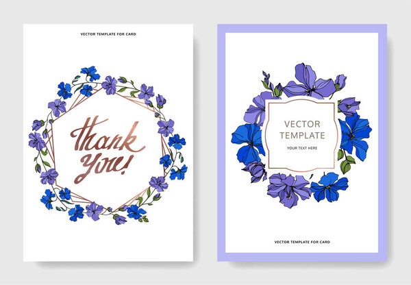 Vector Flax цветочные ботанические цветы. Черно-белый рисунок чернил. Декоративная граница свадебной карточки
.