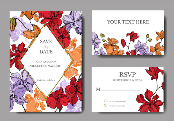 Орхидея цветочные ботанические цветы. Черно-белый рисунок чернил. Свадебная карточка цветочные декоративные границы
.