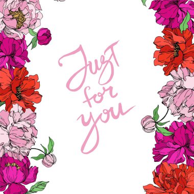 Şakayık çiçekbotanik çiçekleri. Siyah ve beyaz oyulmuş mürekkep sanatı. Çerçeve kenarlık süs karesi.