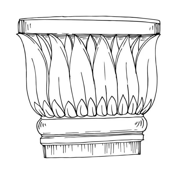 Antik görög vektor oszlopok. Fekete-fehér vésett tinta művészet. Elszigetelt ősi illusztrációs elem. — Stock Vector