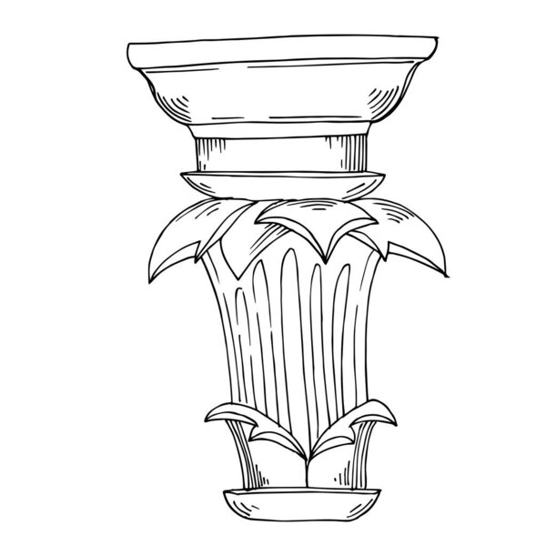 Векторные античные греческие колонны. Черно-белый рисунок чернил. Изолированный древний элемент иллюстрации
.