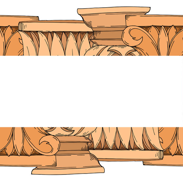 Векторные античные греческие колонны. Черно-белый рисунок чернил. Граничный орнамент
.