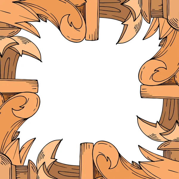 Vektör Antik Yunan sütunları. Siyah beyaz işlemeli mürekkep sanatı. Çerçeve kenar süsü kare.