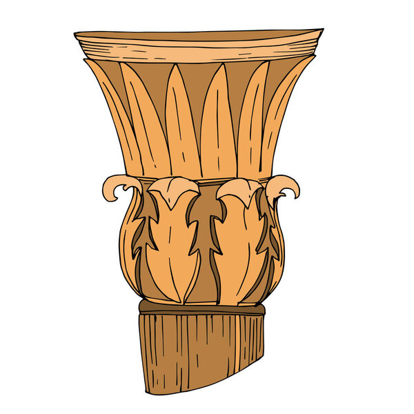 Векторные античные греческие колонны. Черно-белый рисунок чернил. Изолированный древний элемент иллюстрации
.