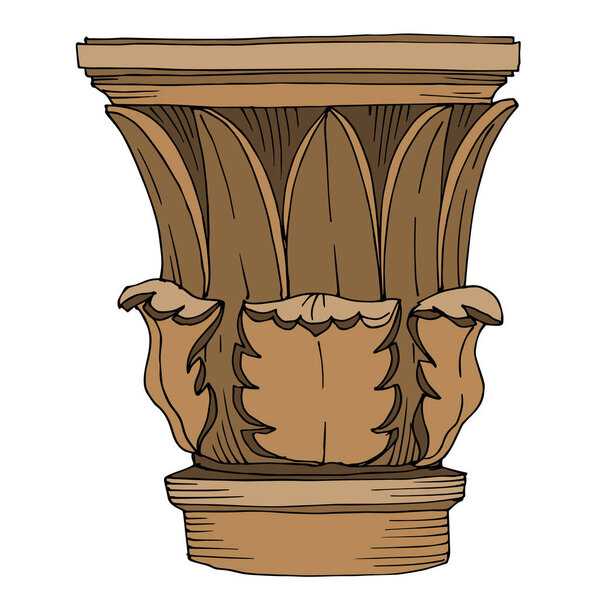 Векторные античные греческие колонны. Черно-белый рисунок чернил. Изолированный древний элемент иллюстрации
.