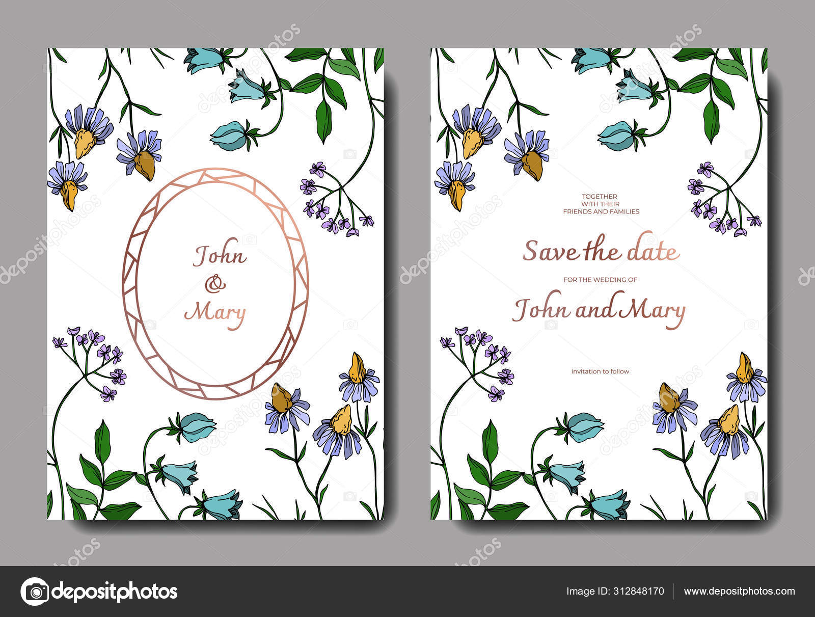 Vector Flores silvestres flores botânicas. Tinta gravada a preto e branco.  Casamento cartão de fundo borda decorativa . Vetor de ©AndreYanush 312848170, image size:1600x1211