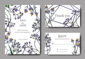 Vektor Wildflowers botanikai virágok. Fekete-fehér vésett tinta művészet. Esküvői háttér kártya dekoratív határ.