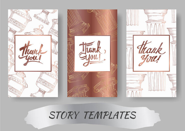 Векторные античные греческие амфоры и элементы колонн. Черно-белый рисунок чернил. Свадебная карточка
.