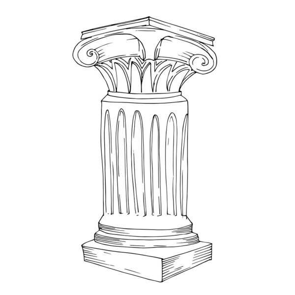 Векторные античные греческие колонны. Черно-белый рисунок чернил. Изолированный древний элемент иллюстрации
.