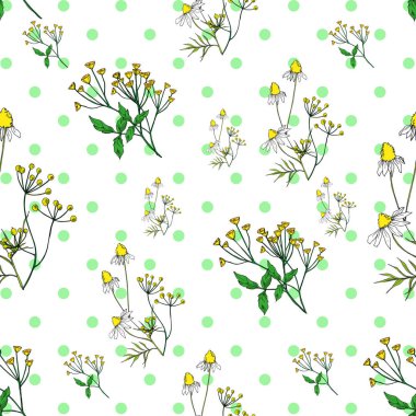 Vektör Yaban Çiçekleri çiçek botanik çiçekleri. Siyah beyaz işlemeli mürekkep sanatı. Kusursuz arkaplan deseni.