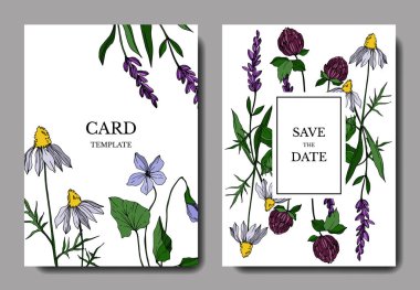 Vector wildflower floral botanical flowers. Engraved ink art. Wedding background card floral decorative border. clipart