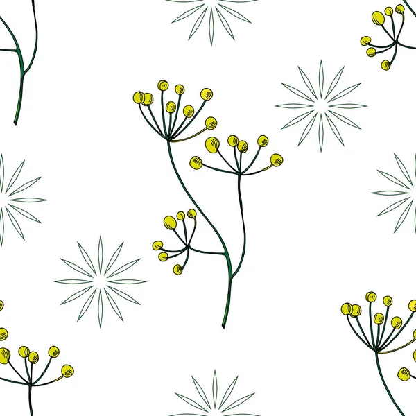 Vector Wildflowers flores botánicas florales. Tinta grabada en blanco y negro. Patrón de fondo sin costuras . — Vector de stock