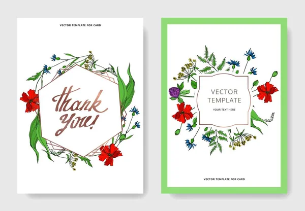 Vector Wildflowers botanical flowers. Black and white engraved ink art. Wedding background card decorative border. Royalty Free Stock Illustrations