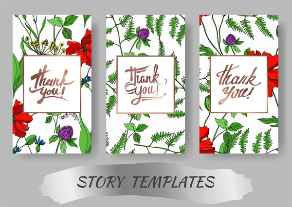Vector Wildflowers botanical flowers. Black and white engraved ink art. Wedding background card decorative border. Stock Illustration