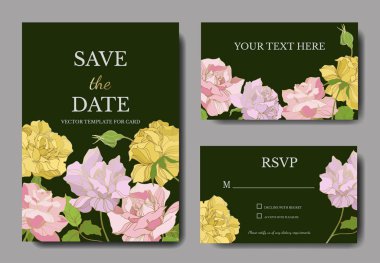 Vector Rose floral botanical flowers. Engraved ink art. Wedding background card floral decorative border. clipart