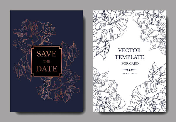 Цветочные ботанические цветы векторной розы. Черно-белый рисунок чернил. Декоративная граница свадебной карточки
.