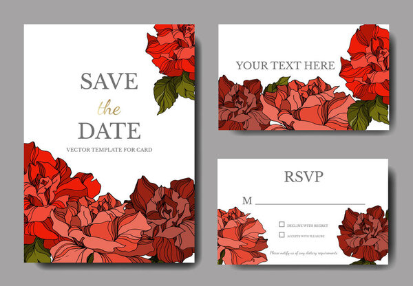 Цветочные ботанические цветы векторной розы. Черно-белый рисунок чернил. Декоративная граница свадебной карточки
.