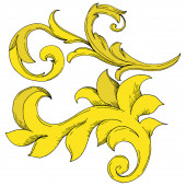 Vektor goldenes Monogramm florales Ornament. Schwarz-weiß gestochene Tuschekunst. isolierte Ornamente Illustrationselement.
