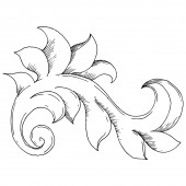 Vektor goldenes Monogramm florales Ornament. Schwarz-weiß gestochene Tuschekunst. isolierte Ornamente Illustrationselement.