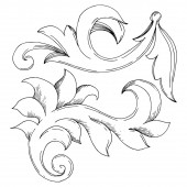 Vektorový zlatý monogram květinový ornament. Černobílý rytý inkoust. Izolované ozdoby ilustrační prvek.