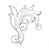 Vektor barokk monogram virágdísz. Fekete-fehér vésett tinta művészet. Izolált díszítő illusztrációs elem.