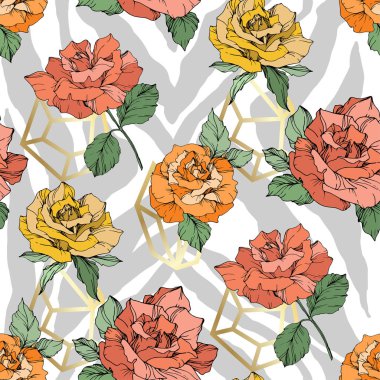 Botanik çiçekli Vektör Egzotik Zebra baskısı. Siyah beyaz işlemeli mürekkep sanatı. Kusursuz arkaplan deseni.