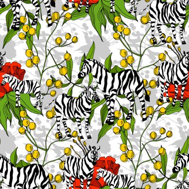 Vektör egzotik zebra izi izole edilmiş vahşi bir hayvan. Siyah beyaz işlemeli mürekkep sanatı. Kusursuz arkaplan deseni.