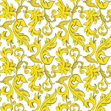 Vektör Altın Monogram Çiçek Süsü. Siyah beyaz işlemeli mürekkep sanatı. Kusursuz arkaplan deseni.