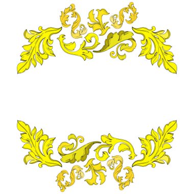 Vektör Altın Monogram Çiçek Süsü. Siyah beyaz işlemeli mürekkep sanatı. Çerçeve kenar süsü kare.