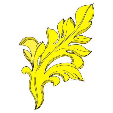 Vektör Altın Monogram Çiçek Süsü. Siyah beyaz işlemeli mürekkep sanatı. İzole edilmiş monogram çizim ögesi.