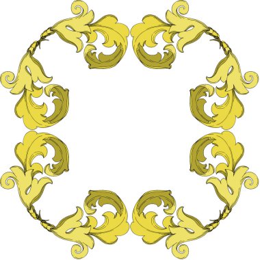 Vector Golden monogram floral ornament. Black and white engraved ink art. Frame border ornament squar. clipart