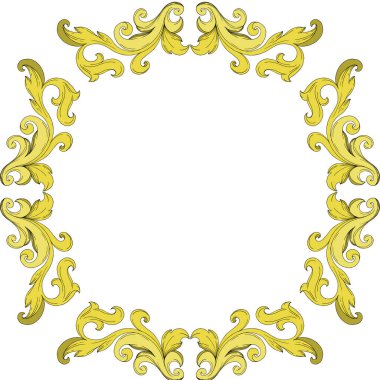 Vector Golden monogram floral ornament. Black and white engraved ink art. Frame border ornament squar. clipart