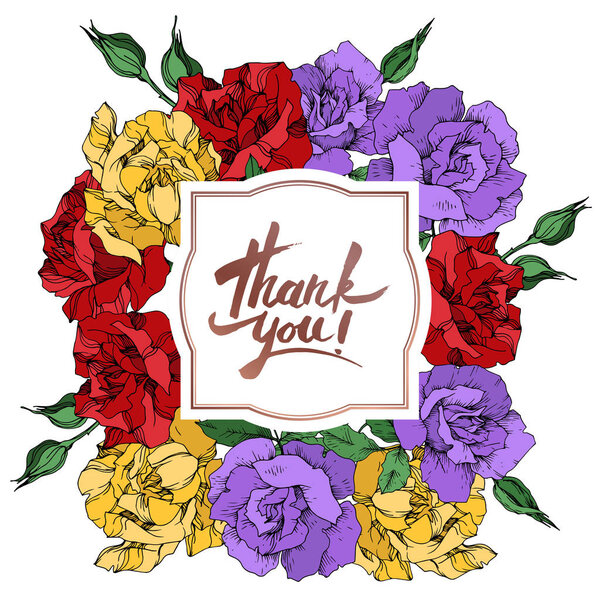 Цветочные ботанические цветы векторной розы. Черно-белый рисунок чернил. Граничный орнамент
.