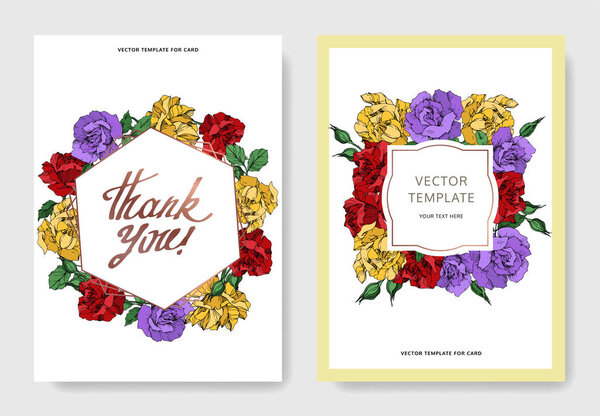 Vector rose floral botanical flowers. Black and white engraved ink art. Wedding background card decorative border. — Stock Vector