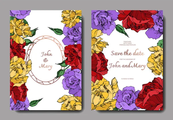 Vector rose floral botanical flowers. Black and white engraved ink art. Wedding background card decorative border. — Stock Vector