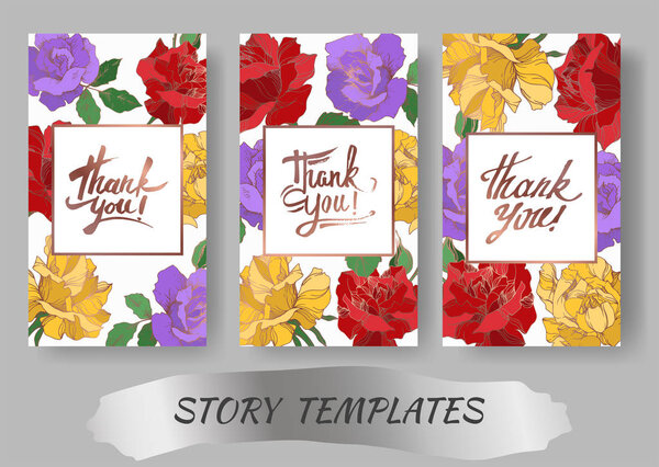 Vector rose floral botanical flowers. Black and white engraved ink art. Wedding background card decorative border.