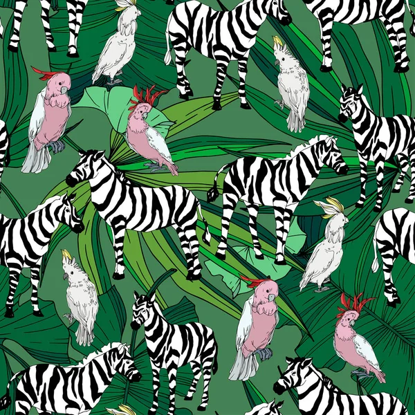Vector Exotic zebra print animal sauvage isolé. Encre gravée en noir et blanc. Modèle de fond sans couture . — Image vectorielle