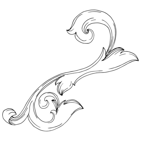 Векторный барочный цветочный орнамент. Черно-белый рисунок чернил. Изолированный элемент иллюстрации орнаментов
.