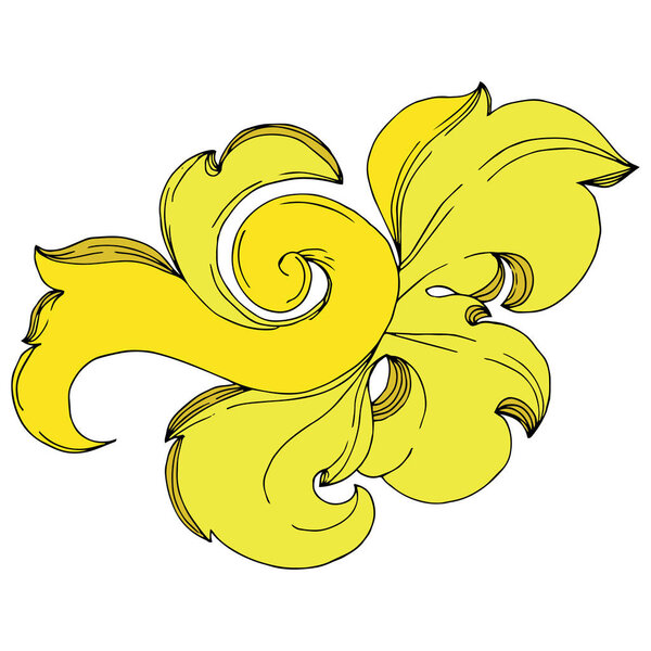 Цветочный орнамент векторной золотой монограммы. Черно-белый рисунок чернил. Изолированный элемент иллюстрации орнаментов
.