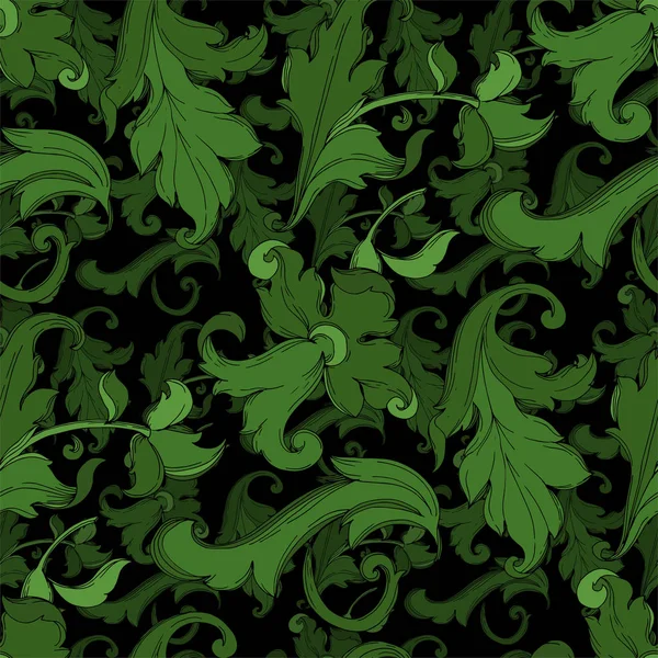 Vector ouro monograma ornamento floral. Tinta gravada a preto e branco. Padrão de fundo sem costura . — Vetor de Stock