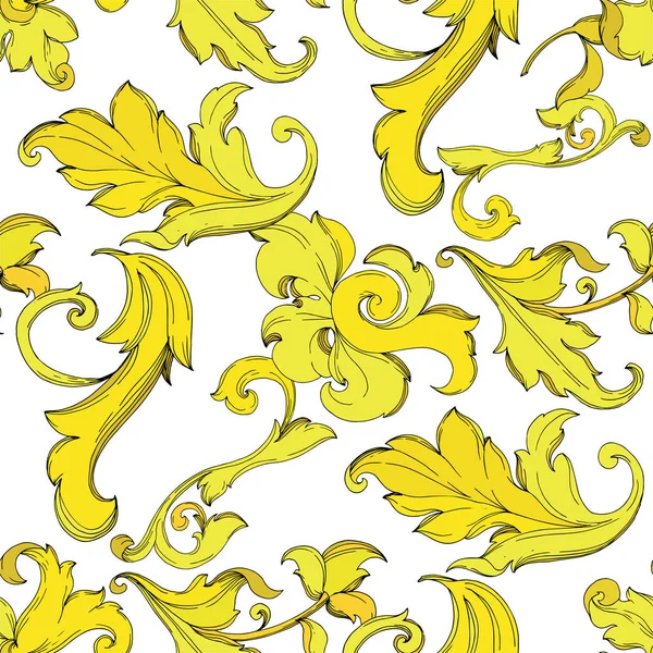 Adorno floral monograma Vector Gold. Tinta grabada en blanco y negro. Patrón de fondo sin costuras . — Vector de stock