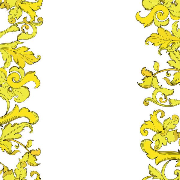 Цветочный орнамент векторной золотой монограммы. Черно-белый рисунок чернил. Граничный орнамент
.