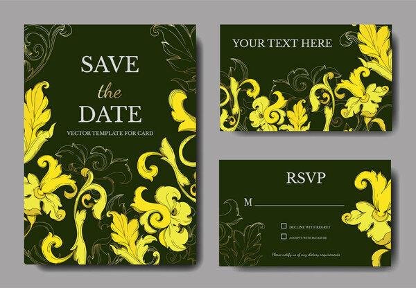 Цветочный орнамент векторной золотой монограммы. Черно-белый рисунок чернил. Декоративная граница свадебной карточки
.